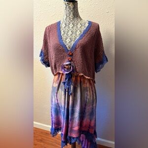 Hi Low Upcycle Gypsy Boho Top Tie Dye 1 Size Plus Sz 1-2X Hand Dyed Festival